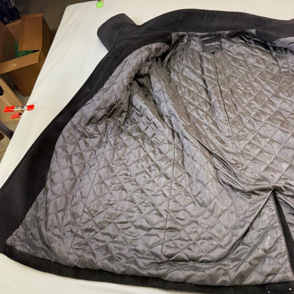 Talbots Black Double Breasted Wool Blend Coat Stand Collar Quilted Lining Size M - Picture 8 of 16